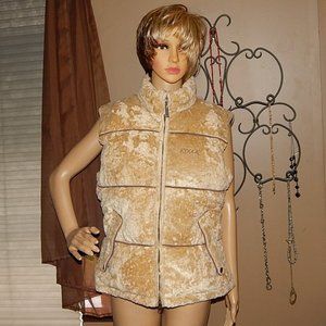 Krya.k Women's M Equestrian Tan Down Filled Fleece Puffer Vest Jacket Kyra K